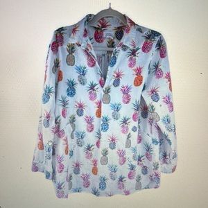 Sigurd Olsen womens linen blend Pineapple Tunic top SZ Small- great condition